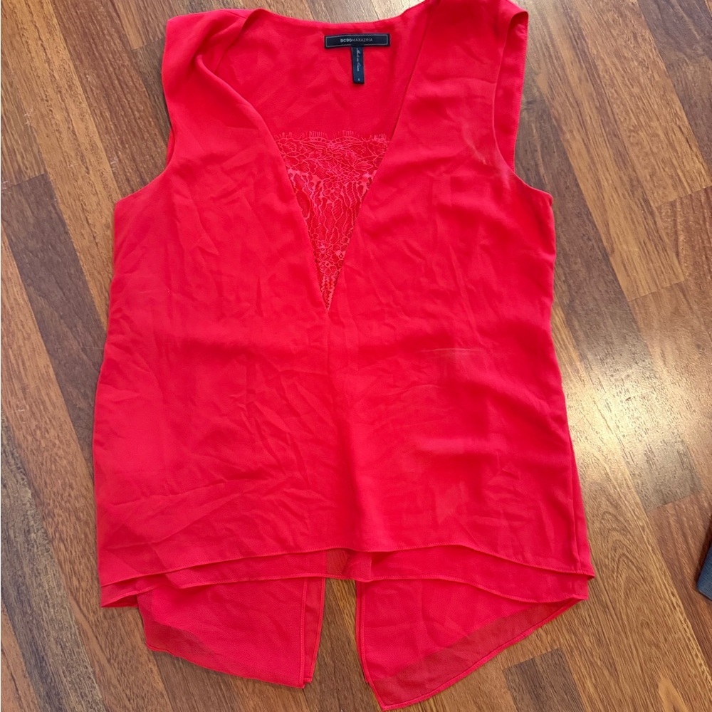 bcbgmaxazria Red Sleeveless Women's Top